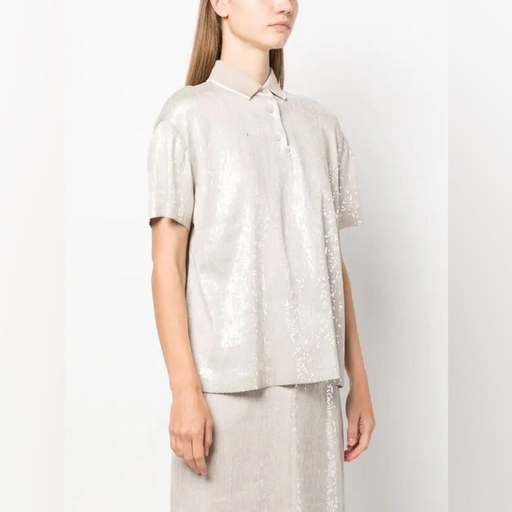 Brunello Cucinelli sequin embellishment polo T-shirt brand new with tag - Picture 6 of 12